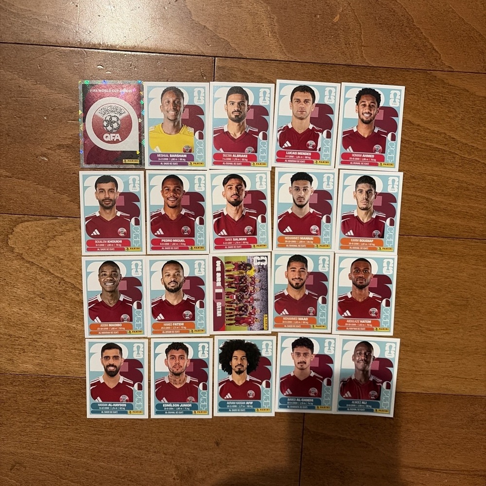 Panini Qatar Sticker Set Complete Team 20 Cards 2026 World Cup Soccer Rare